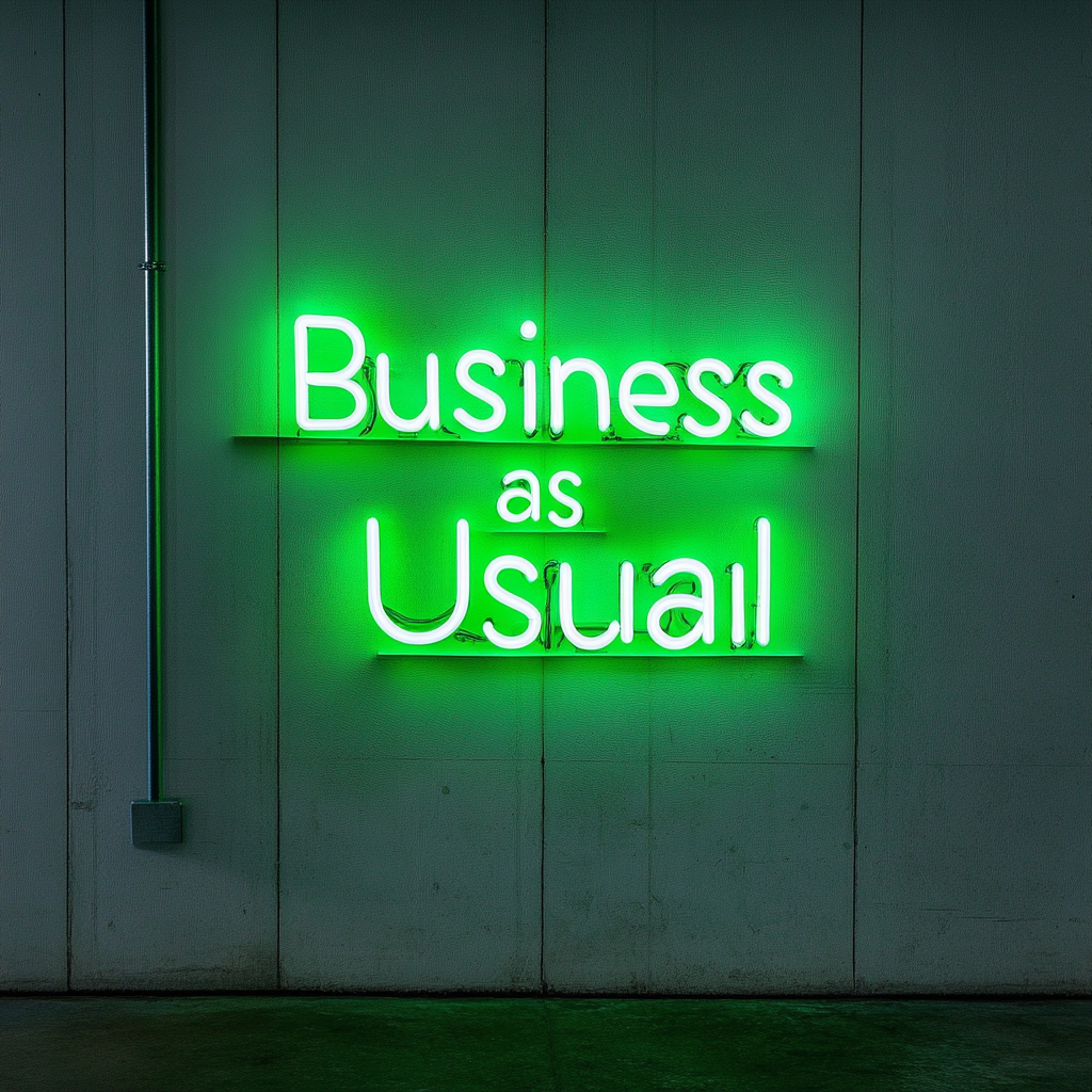 "Business as Usual" - Green Neon Sign, 24 Inches