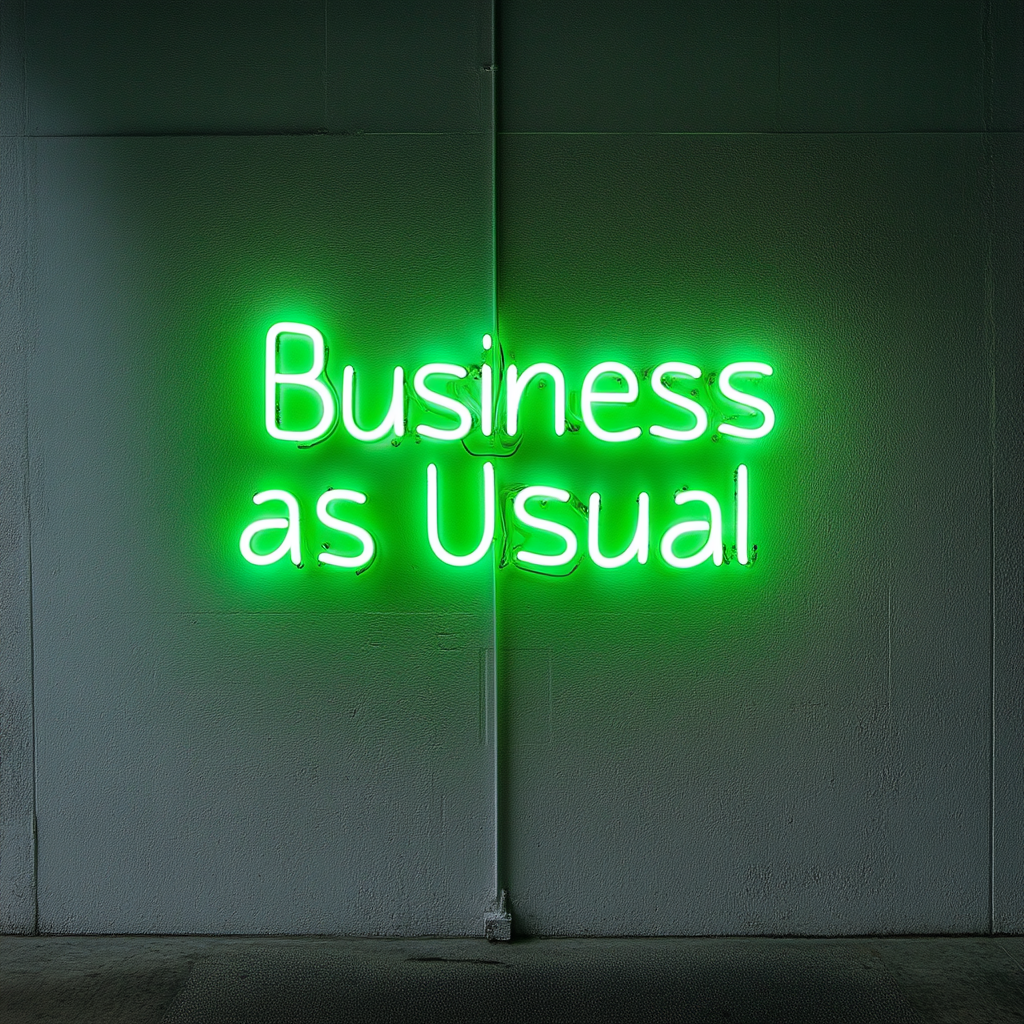 "Business as Usual" - Green Neon Sign, 24 Inches
