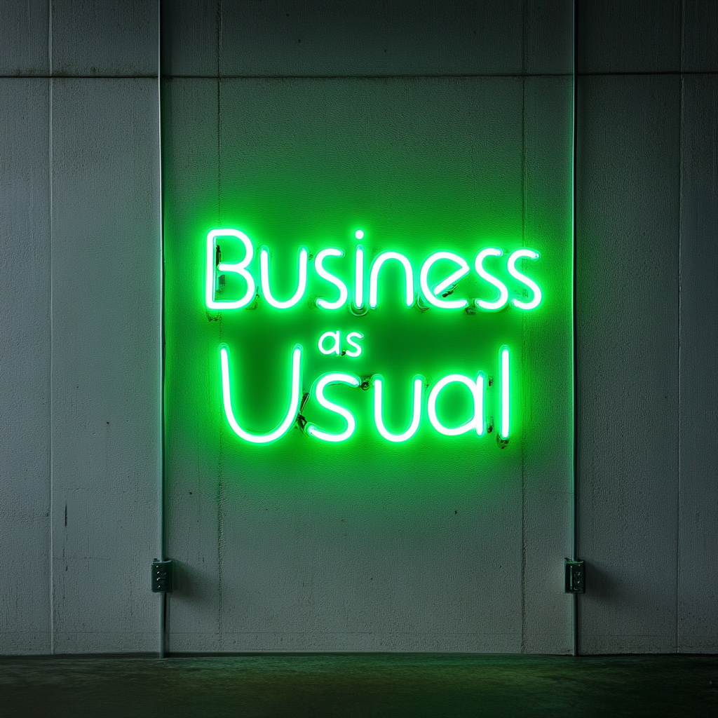 "Business as Usual" - Green Neon Sign, 24 Inches