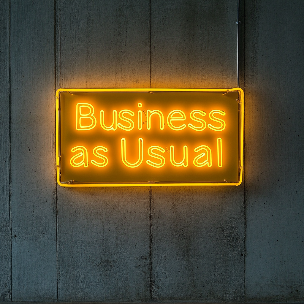 "Business as Usual" - Yellow Neon Sign, 24 Inches