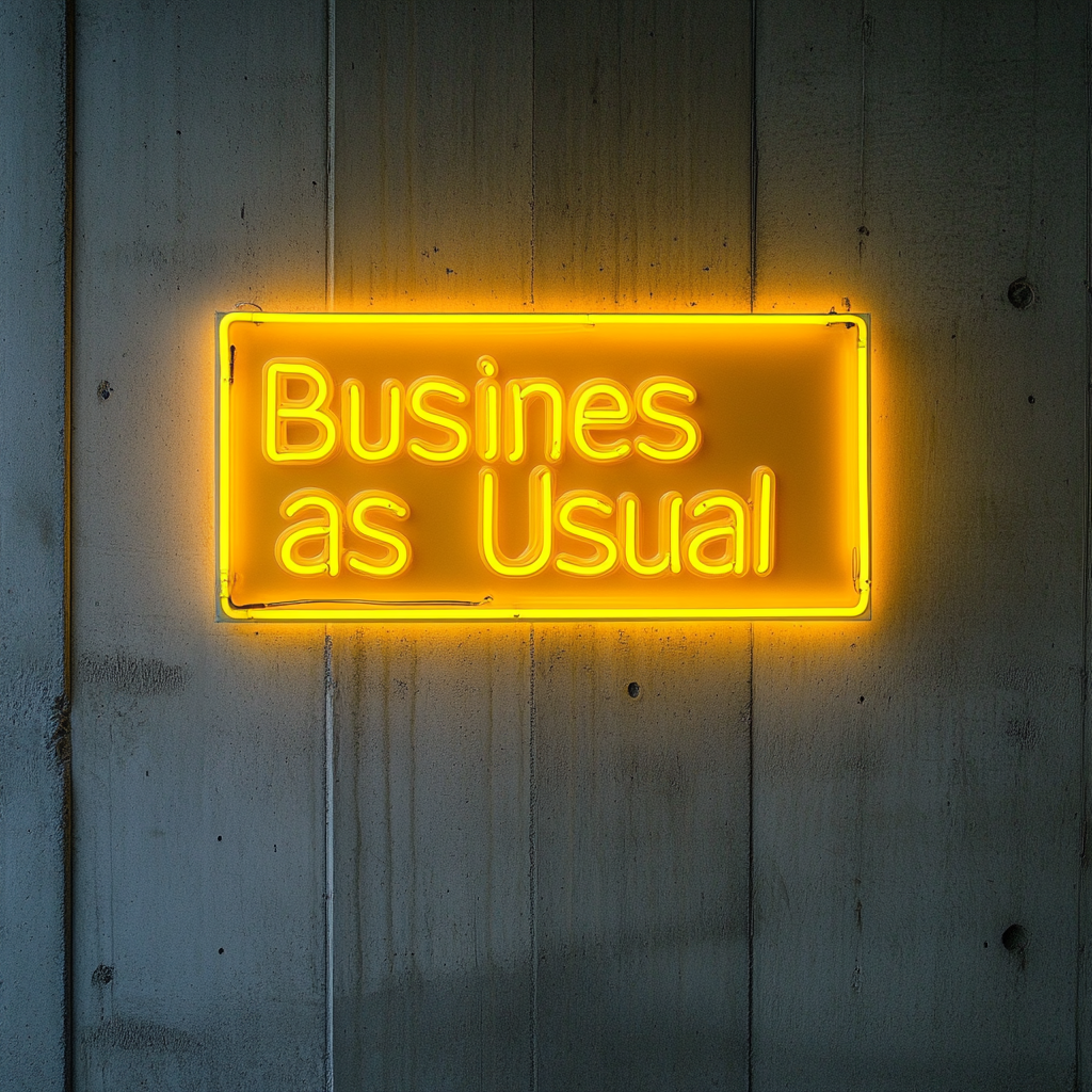 "Business as Usual" - Yellow Neon Sign, 24 Inches