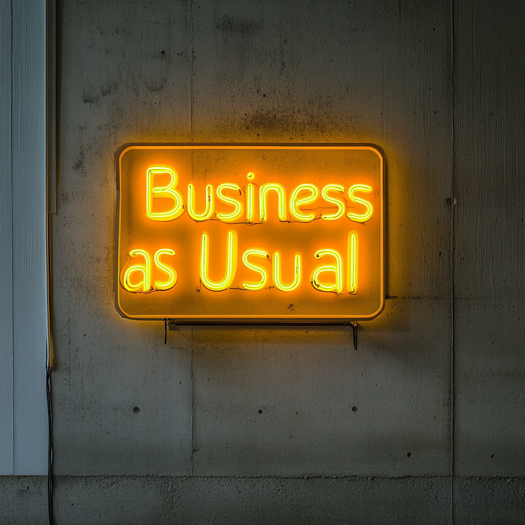 "Business as Usual" - Yellow Neon Sign, 24 Inches