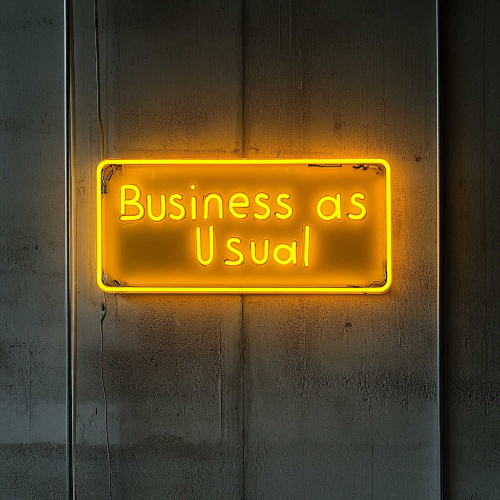 "Business as Usual" - Yellow Neon Sign, 24 Inches