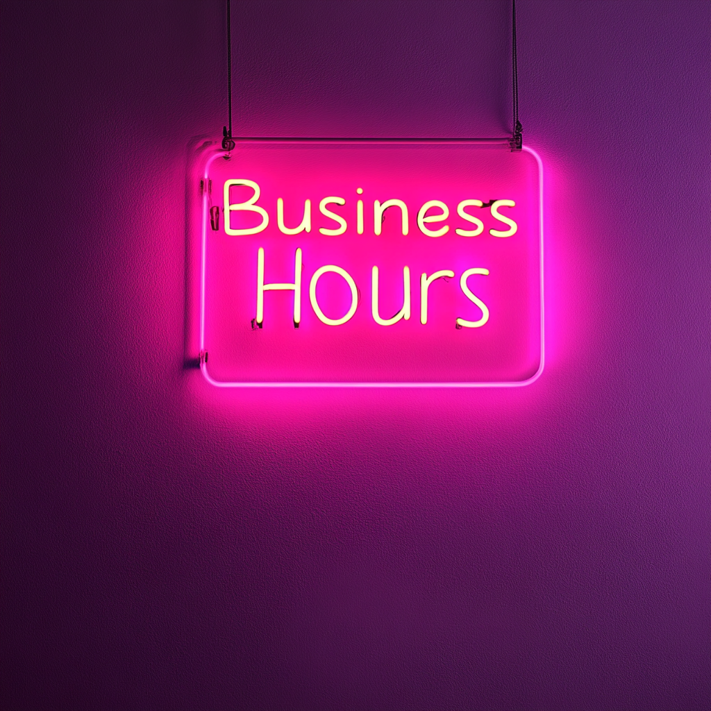"Business Hours" - Pink Neon Sign, 24 Inches