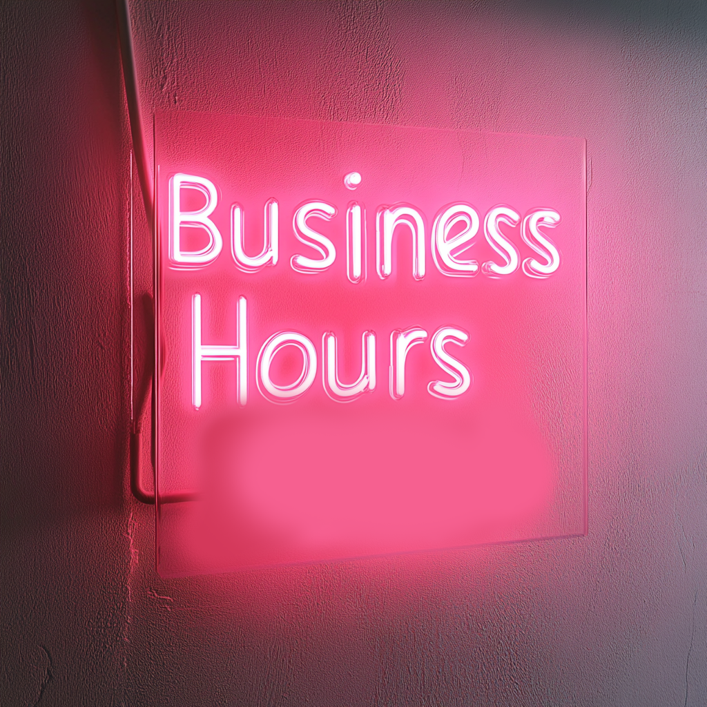 "Business Hours" - Pink Neon Sign, 24 Inches