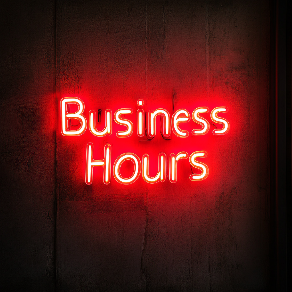 "Business Hours" - Red Neon Sign, 24 Inches