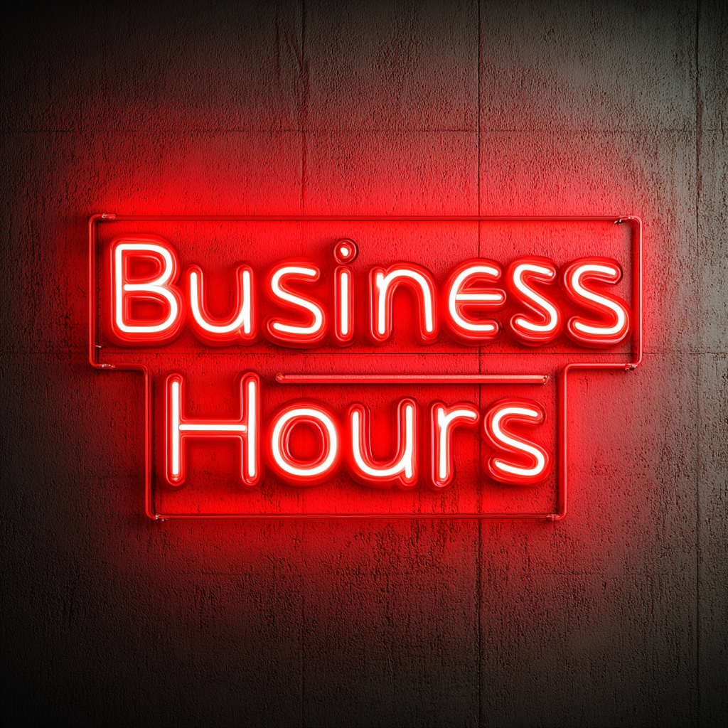 "Business Hours" - Red Neon Sign, 24 Inches
