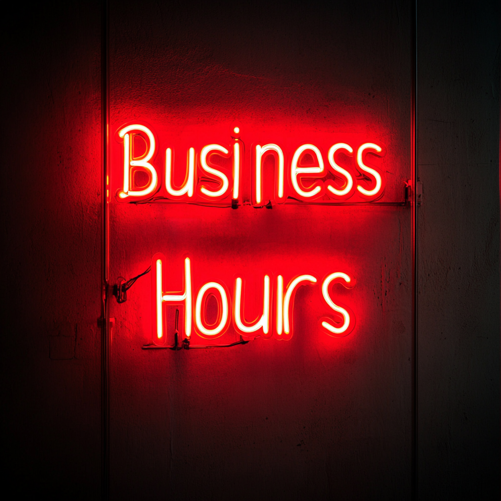 "Business Hours" - Red Neon Sign, 24 Inches