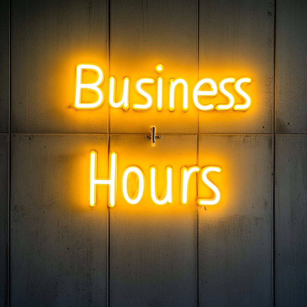 "Business Hours" - Yellow Neon Sign, 24 Inches