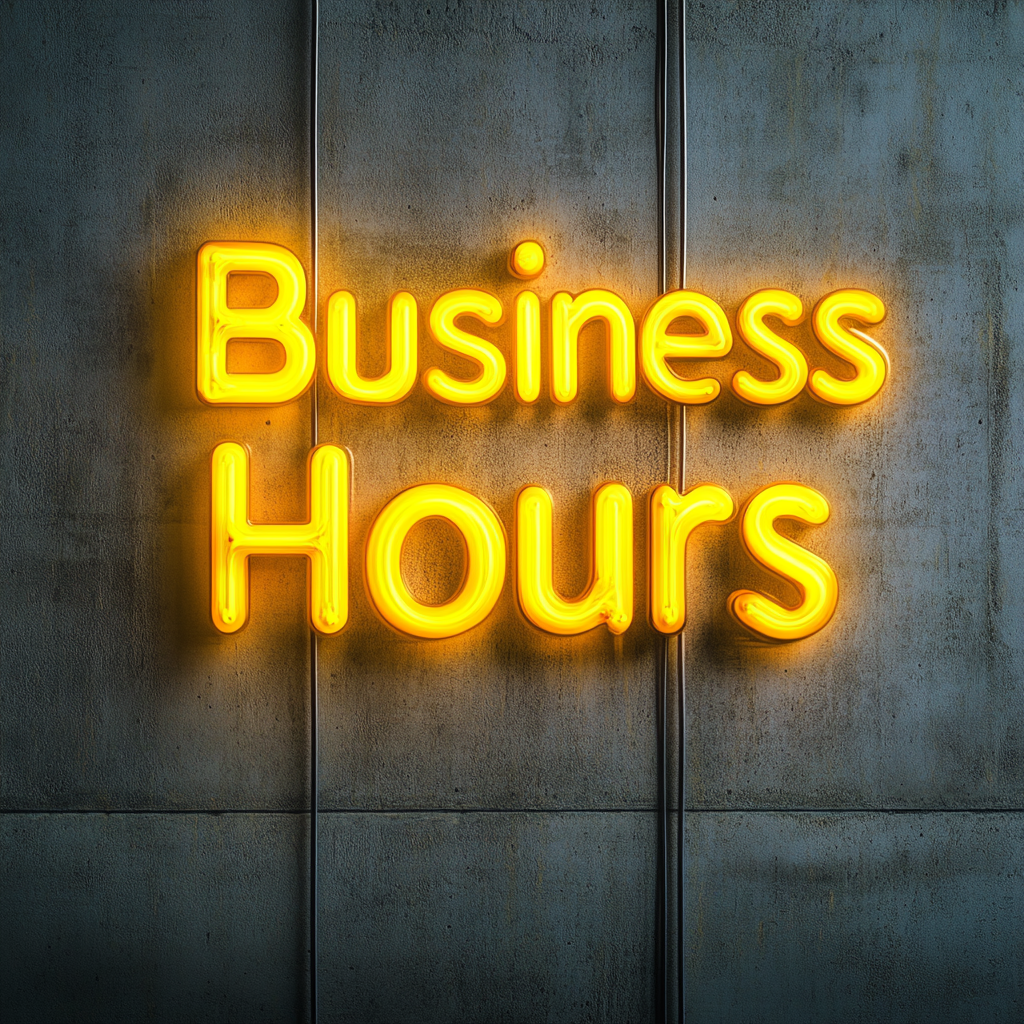 "Business Hours" - Yellow Neon Sign, 24 Inches