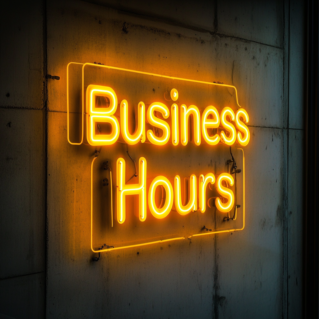 "Business Hours" - Yellow Neon Sign, 24 Inches