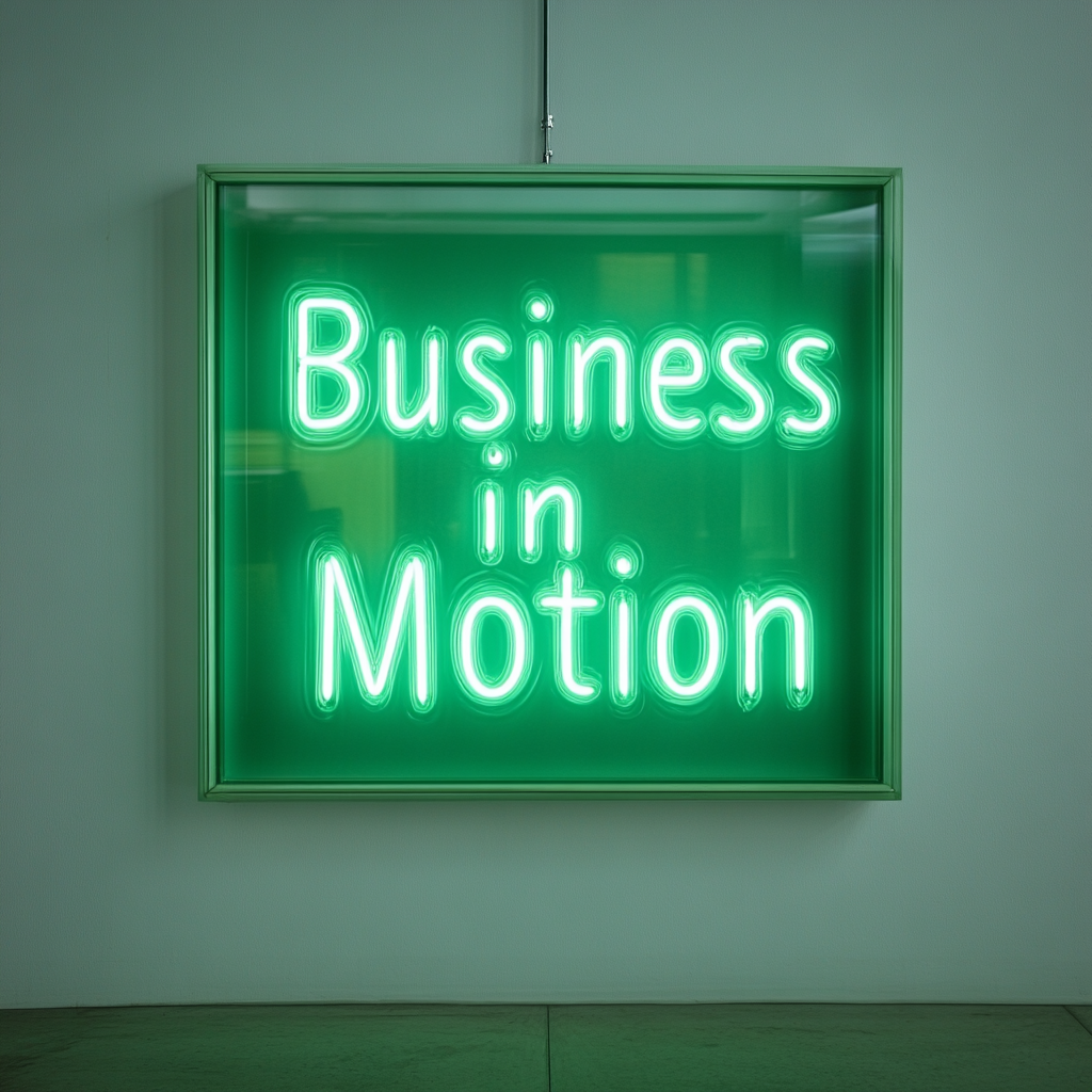 "Business in Motion" - Green Neon Sign, 24 Inches