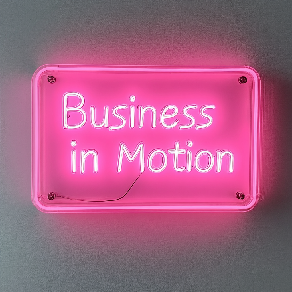 "Business in Motion" - Pink Neon Sign, 24 Inches