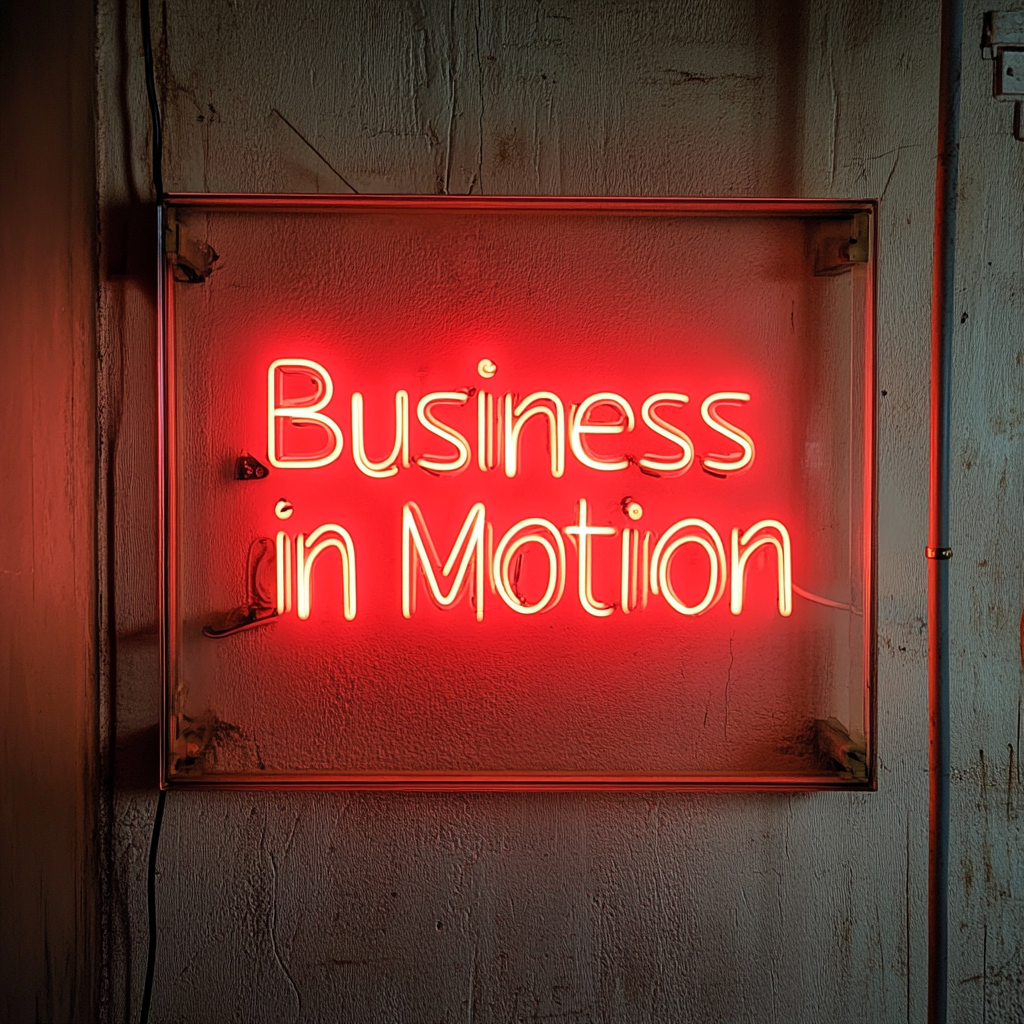"Business in Motion" - Red Neon Sign, 24 Inches