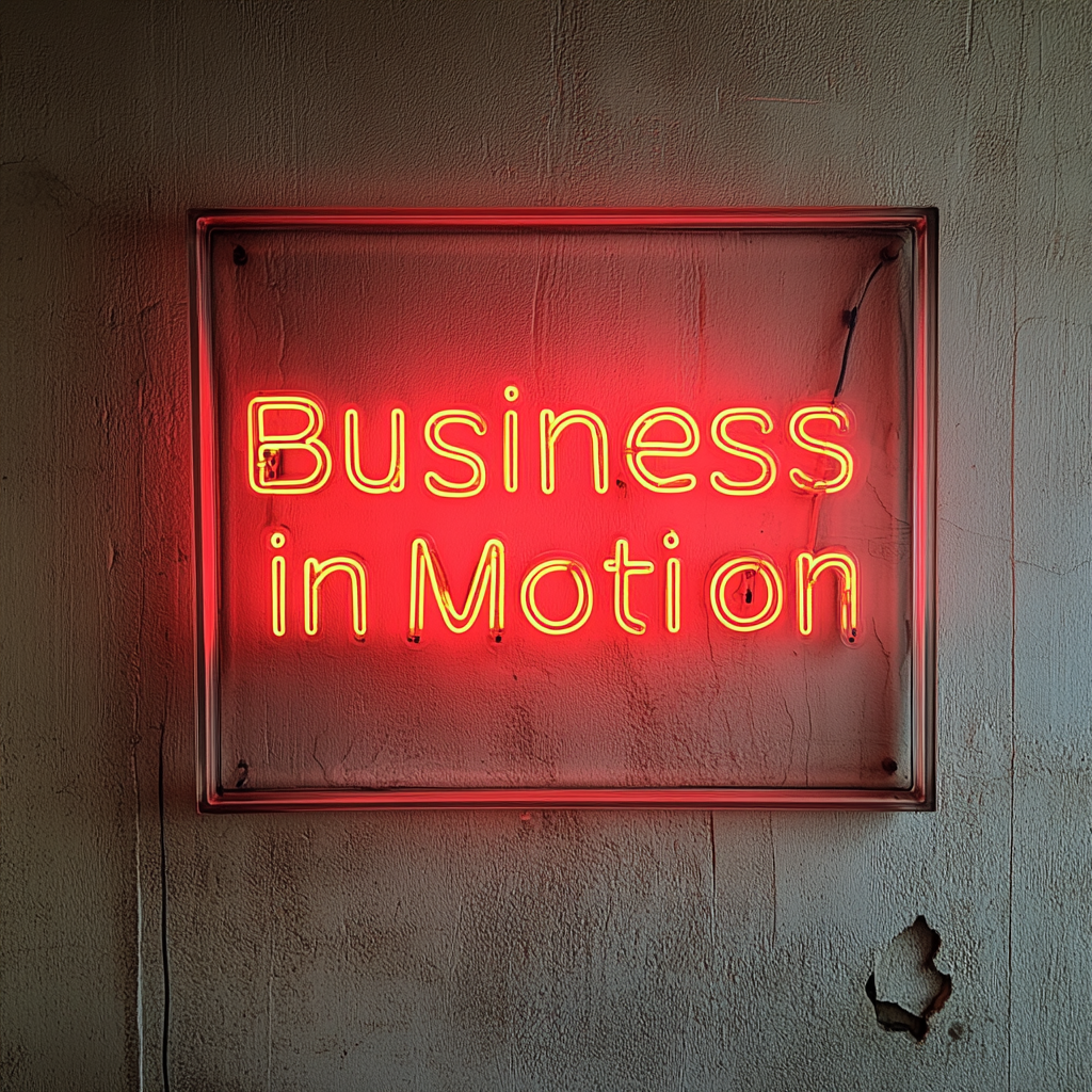 "Business in Motion" - Red Neon Sign, 24 Inches