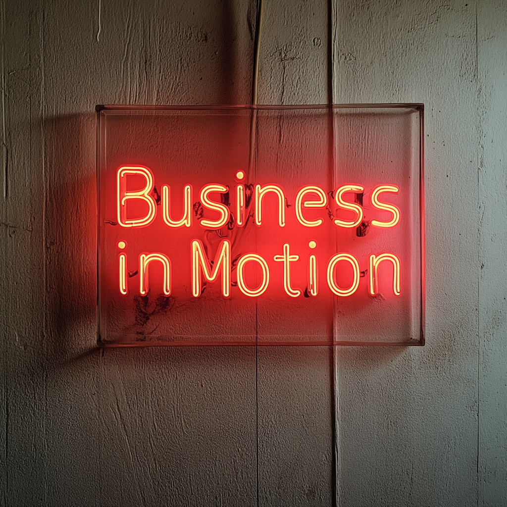 "Business in Motion" - Red Neon Sign, 24 Inches
