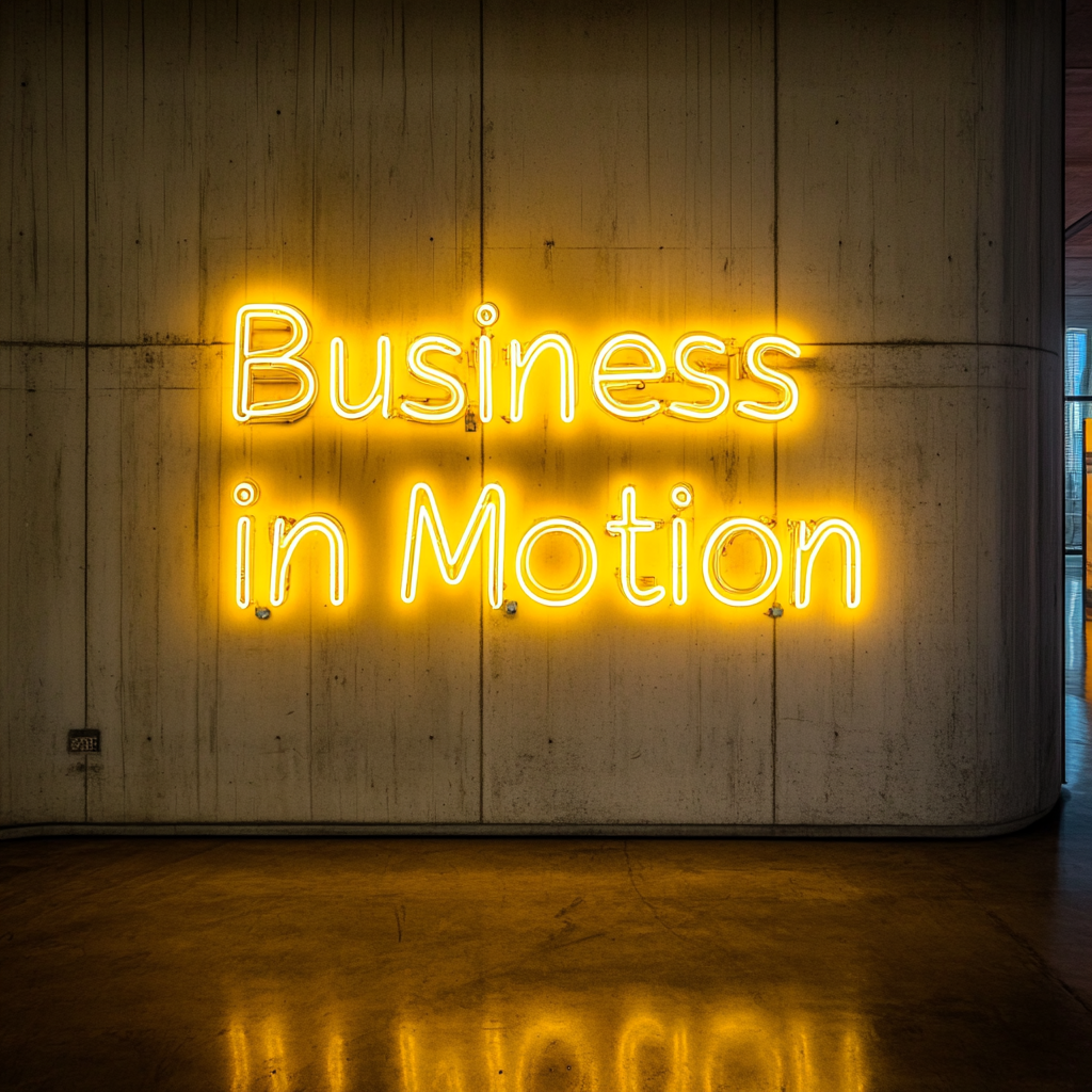 "Business in Motion" - Yellow Neon Sign, 24 Inches