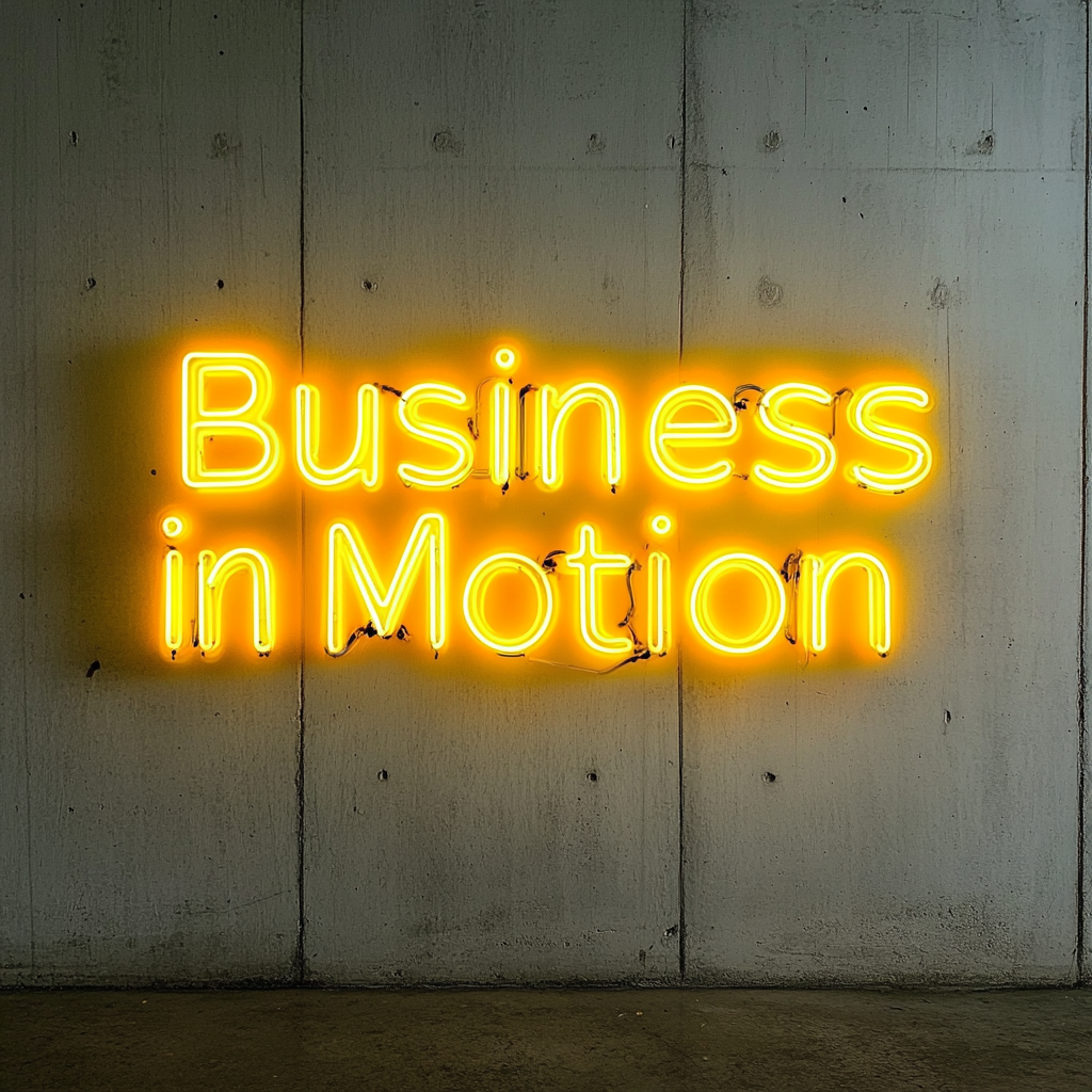 "Business in Motion" - Yellow Neon Sign, 24 Inches