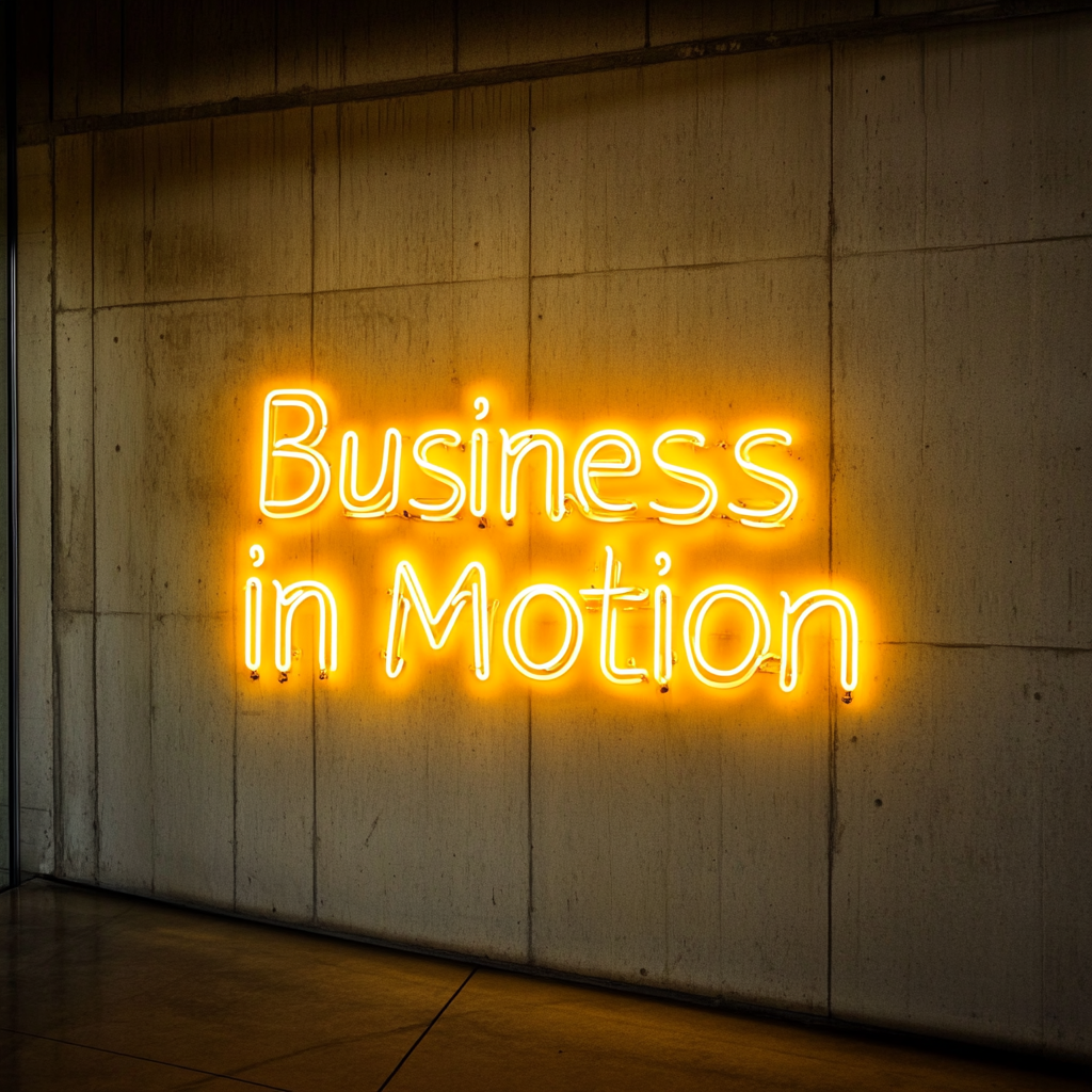 "Business in Motion" - Yellow Neon Sign, 24 Inches