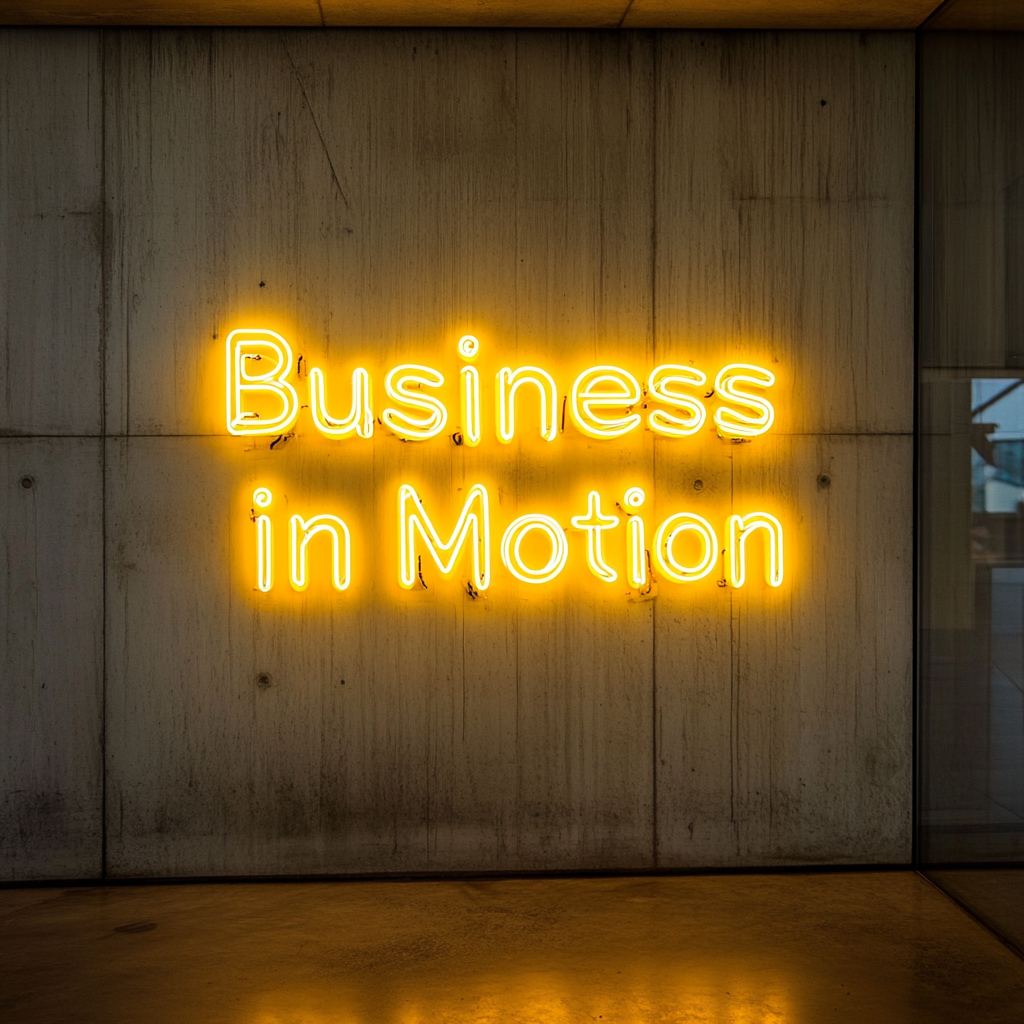 "Business in Motion" - Yellow Neon Sign, 24 Inches