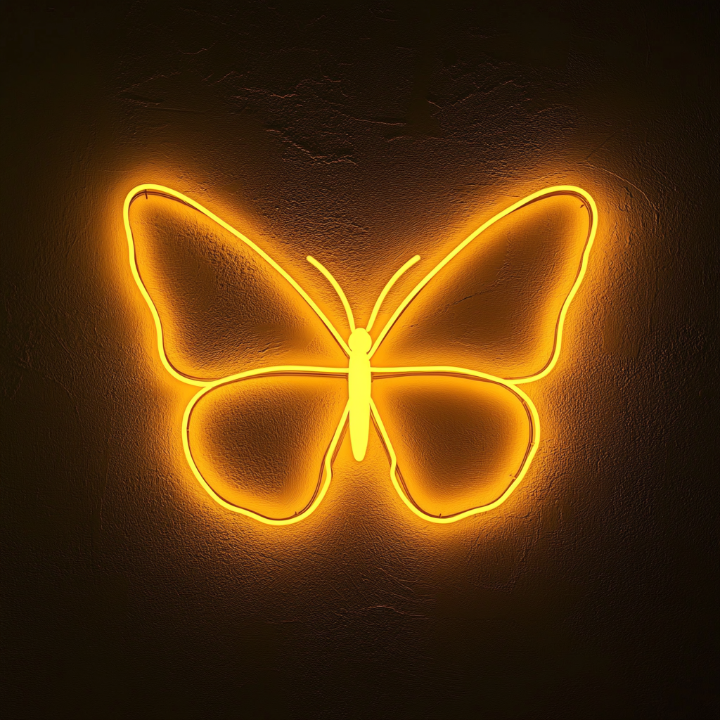 Butterfly - Yellow Neon Sign, 18 Inches