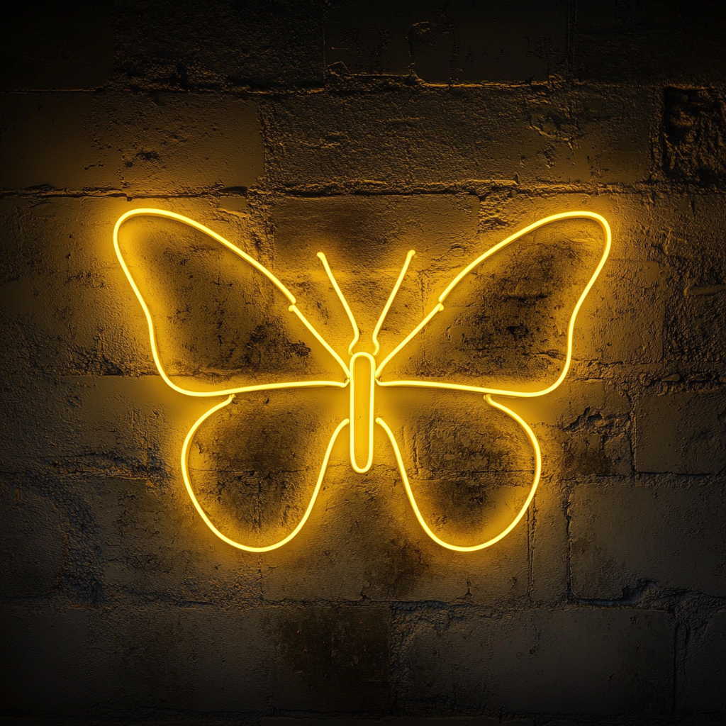Butterfly - Yellow Neon Sign, 18 Inches
