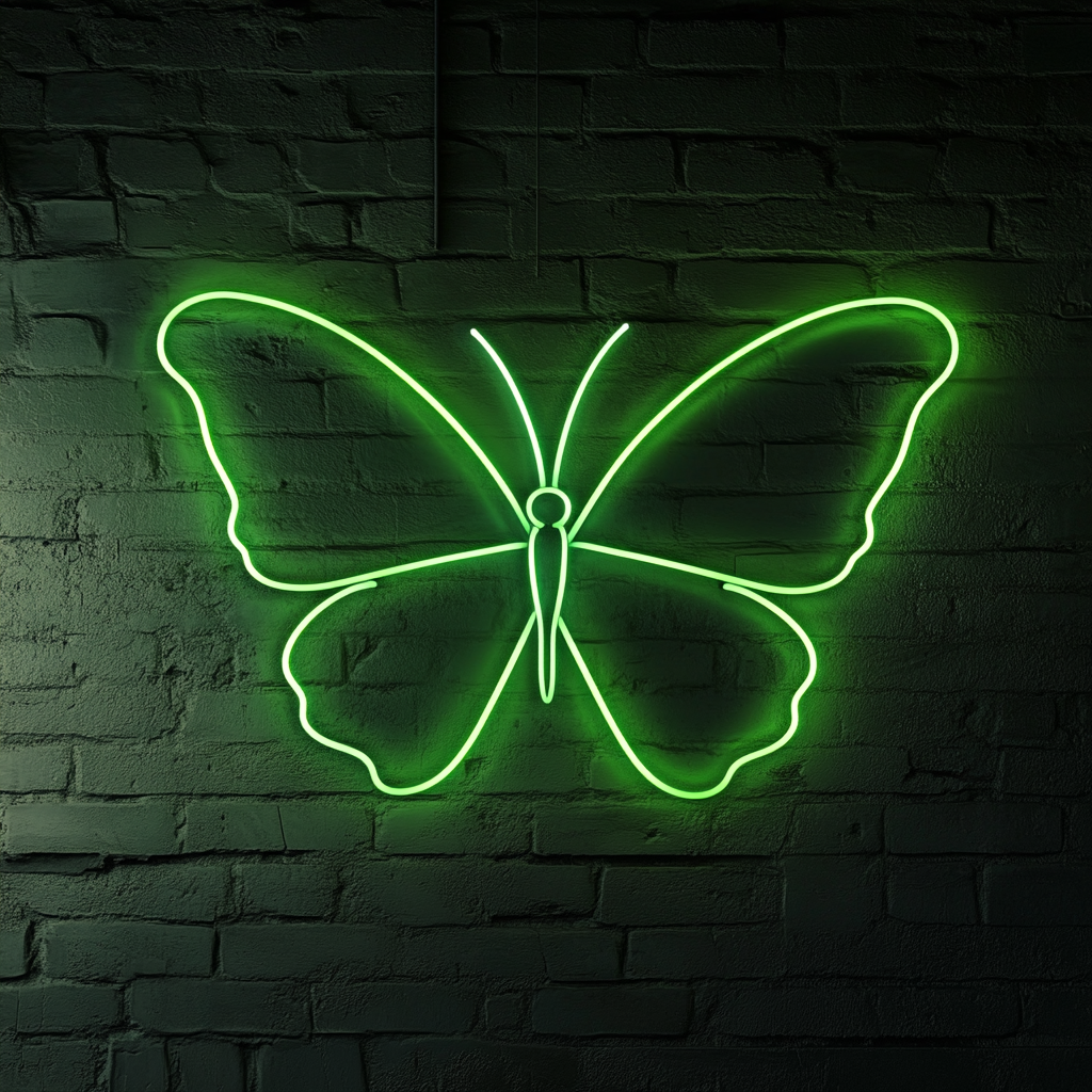 Butterfly Wings - Green Neon Sign, 18 Inches