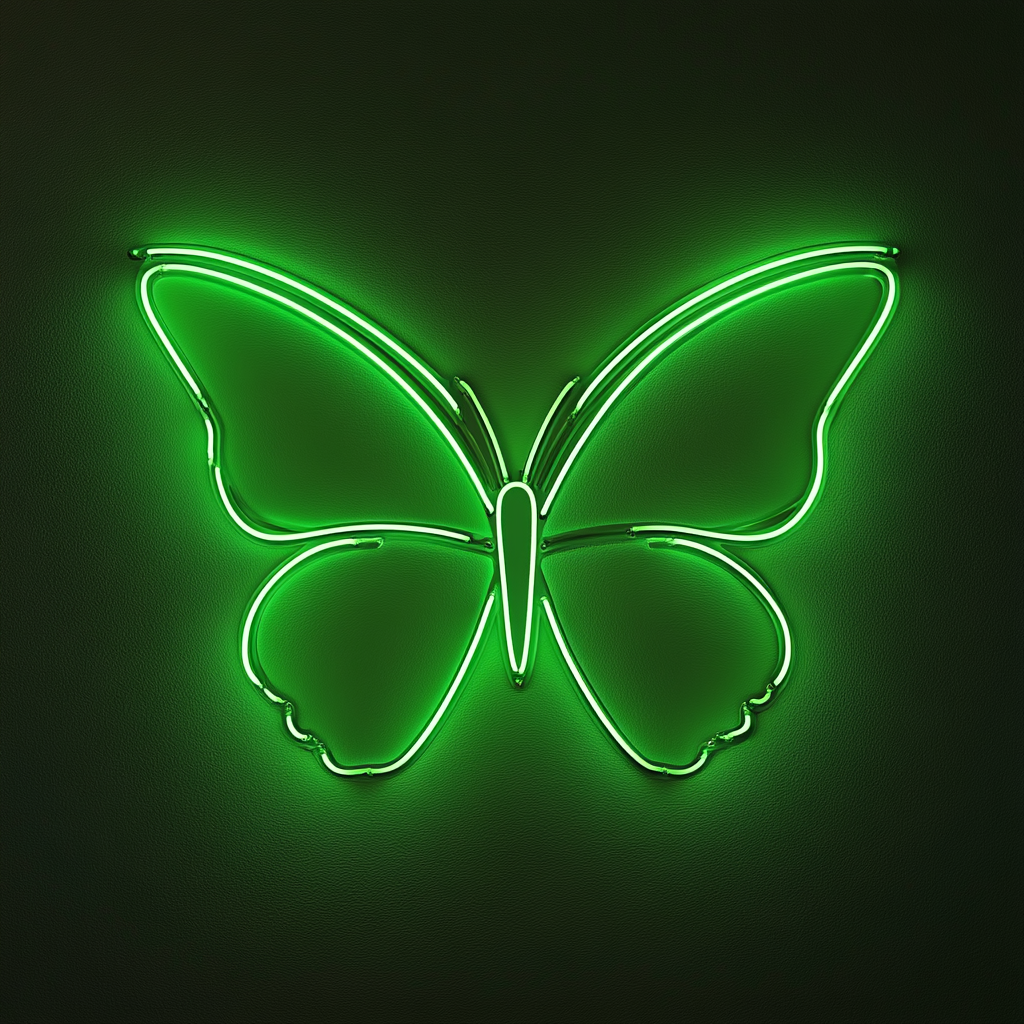 Butterfly Wings - Green Neon Sign, 24 Inches