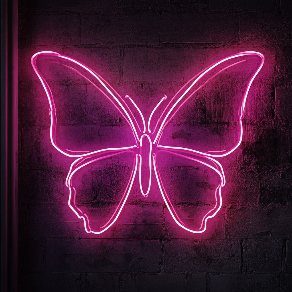 Butterfly Wings - Pink Neon Sign, 24 Inches