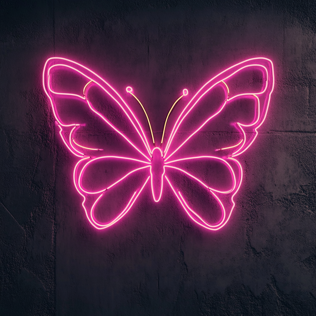 Butterfly Wings - Pink Neon Sign, 24 Inches