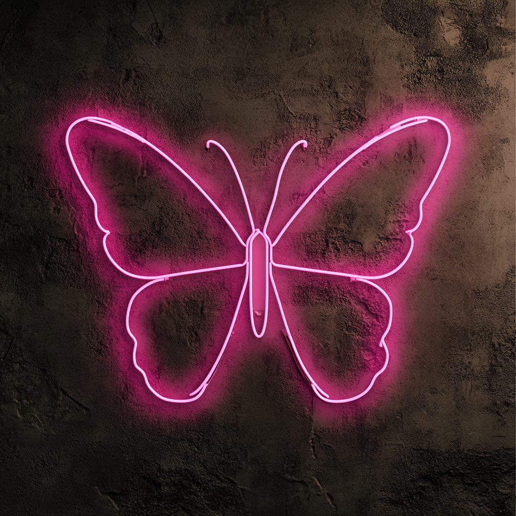 Butterfly Wings - Pink Neon Sign, 18 Inches