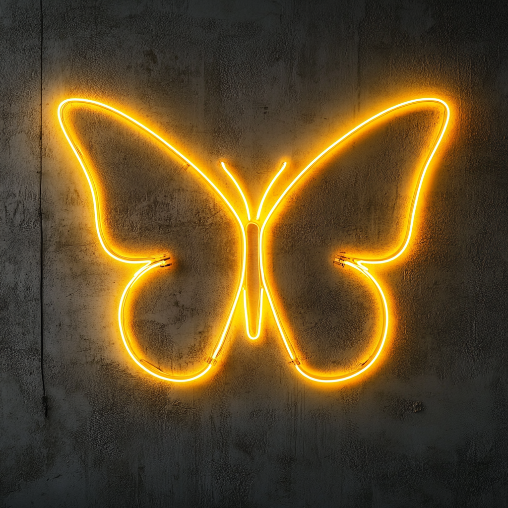 Butterfly Wings - Yellow Neon Sign, 24 Inches