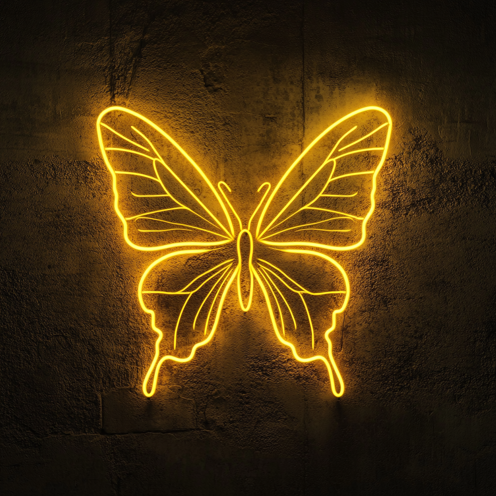Butterfly Wings - Yellow Neon Sign, 18 Inches