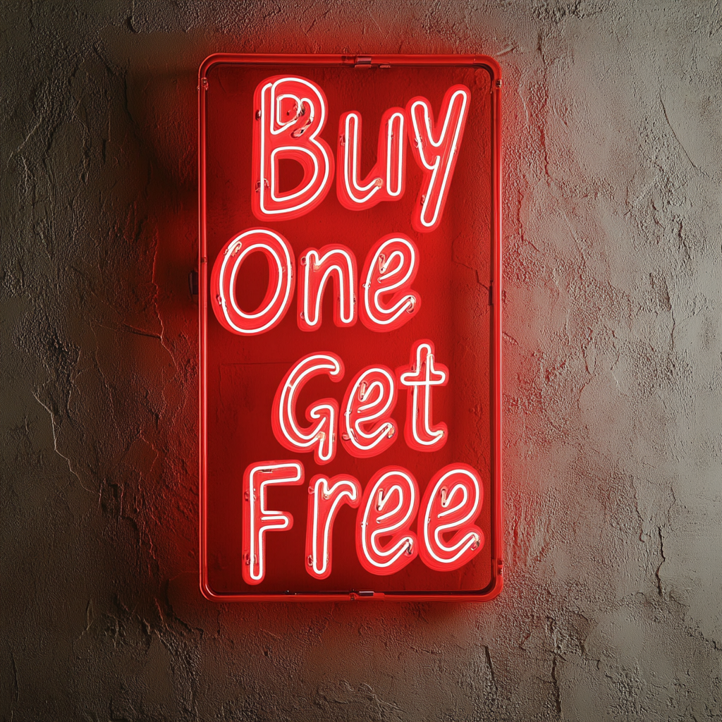 "Buy One Get One Free" - Red Neon Sign, 24 Inches
