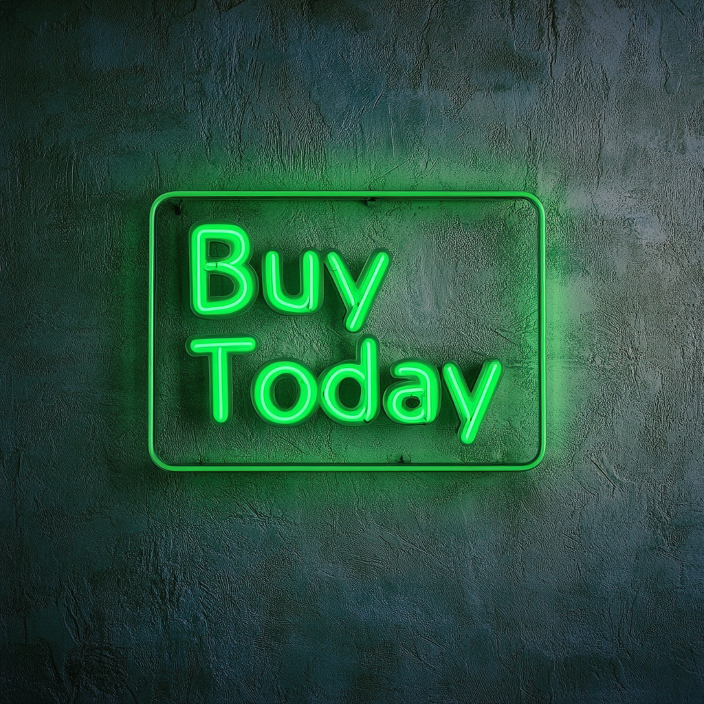 "Buy Today" - Green Neon Sign, 18 Inches