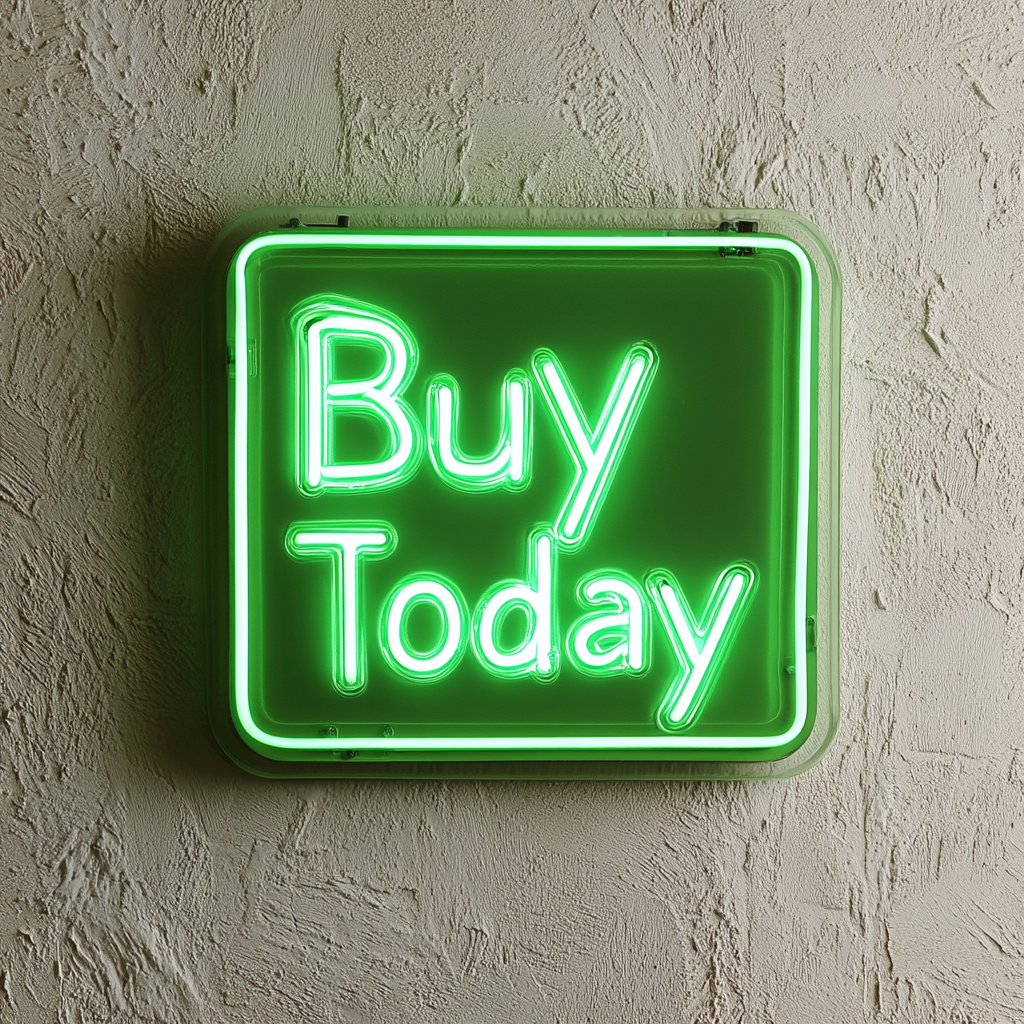 "Buy Today" - Green Neon Sign, 18 Inches