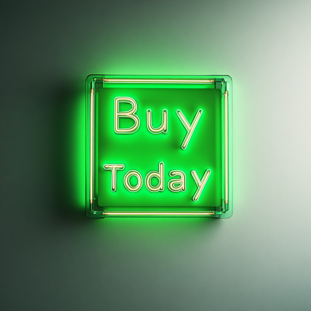 "Buy Today" - Green Neon Sign, 18 Inches