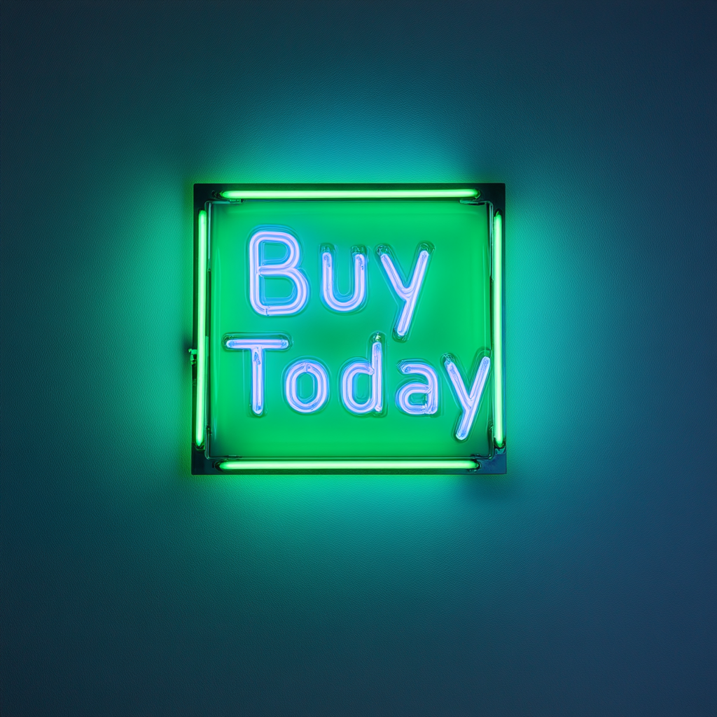 "Buy Today" - Green Neon Sign, 18 Inches