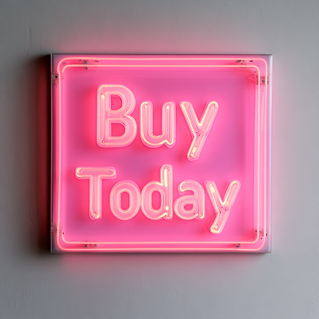 "Buy Today" - Pink Neon Sign, 18 Inches