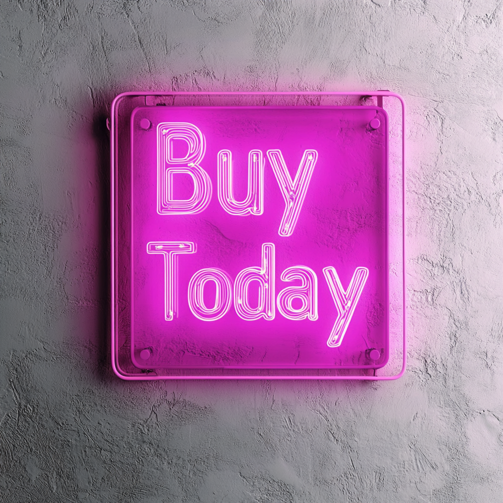 "Buy Today" - Pink Neon Sign, 18 Inches
