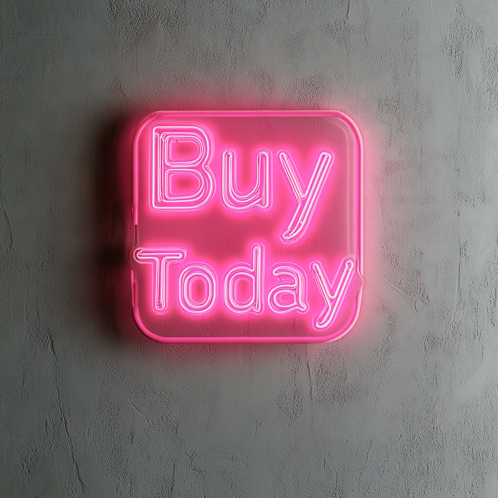 "Buy Today" - Pink Neon Sign, 18 Inches