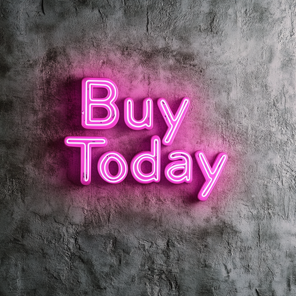 "Buy Today" - Pink Neon Sign, 18 Inches