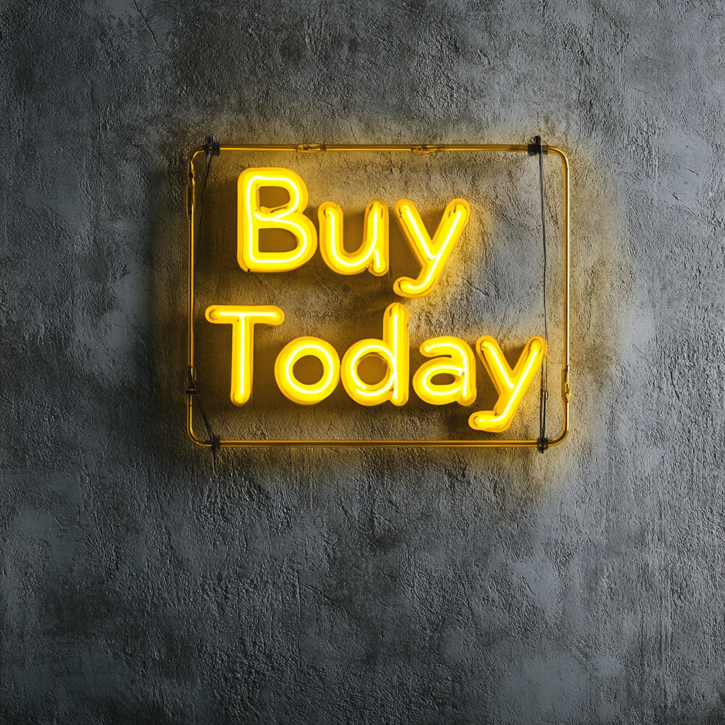 "Buy Today" - Yellow Neon Sign, 18 Inches