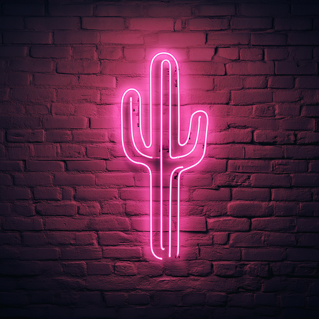 Cactus - Pink Neon Sign, 18 Inches