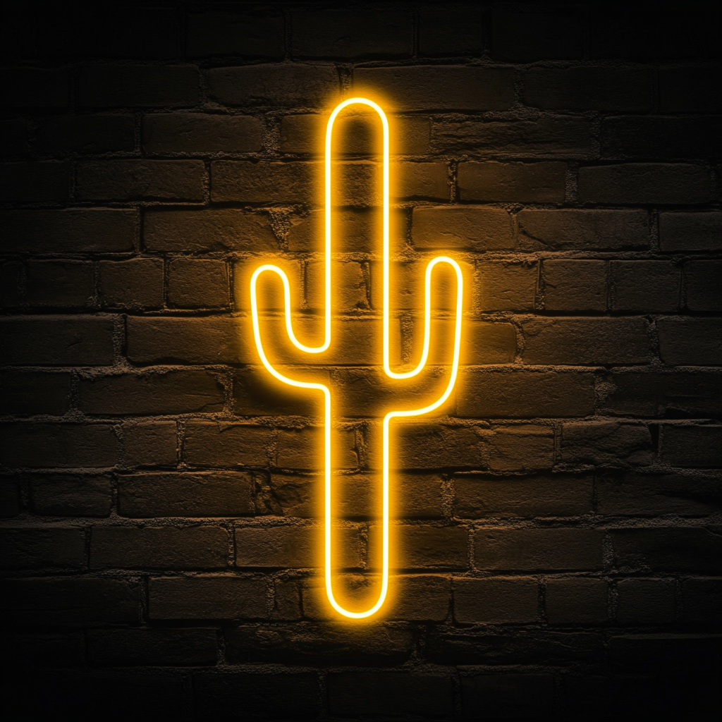 Cactus - Yellow Neon Sign, 18 Inches
