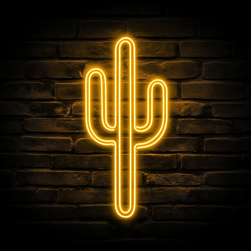 Cactus - Yellow Neon Sign, 18 Inches