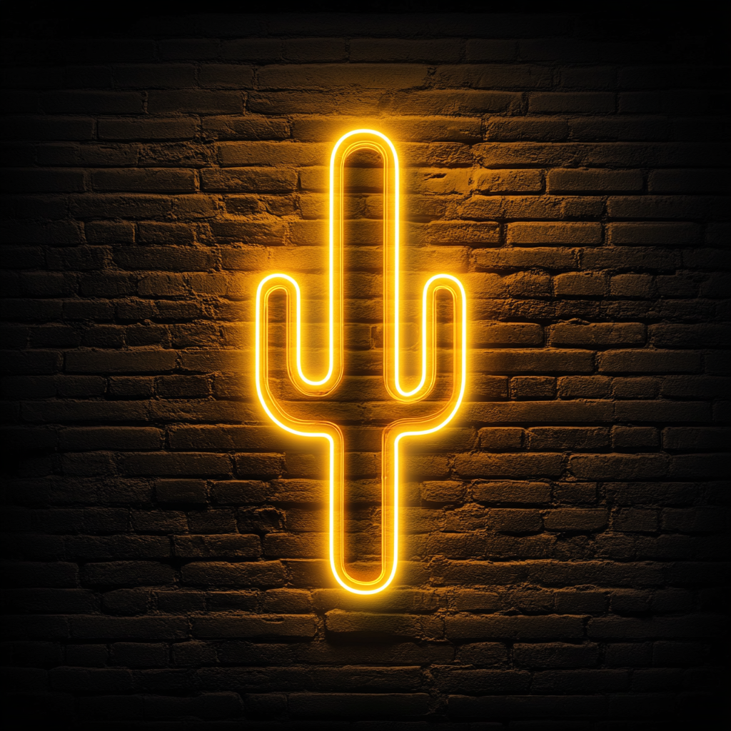 Cactus - Yellow Neon Sign, 18 Inches