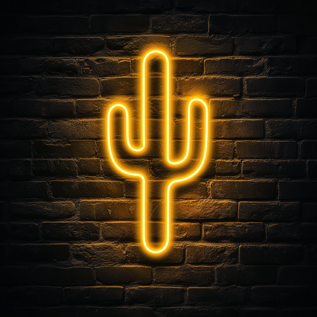 Cactus - Yellow Neon Sign, 18 Inches