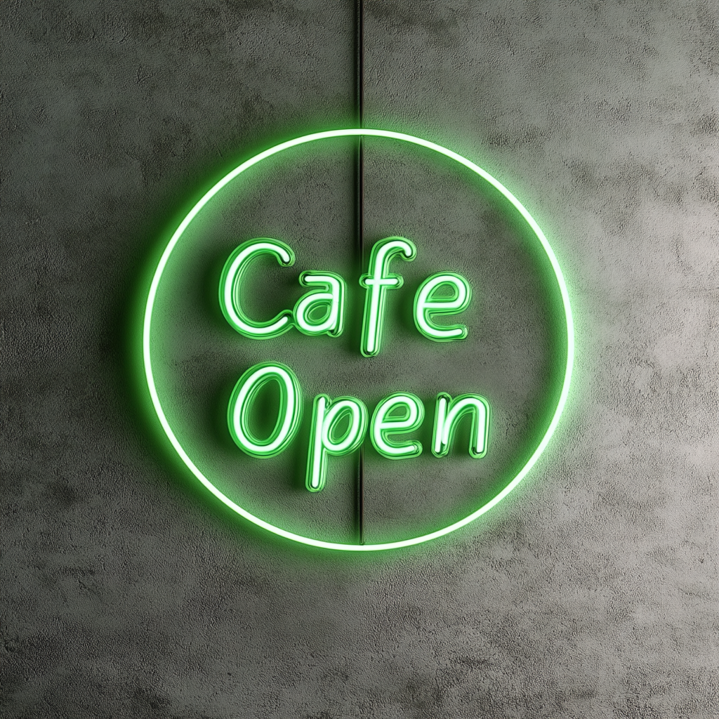 "Cafe Open" - Green Neon Sign, 18 Inches