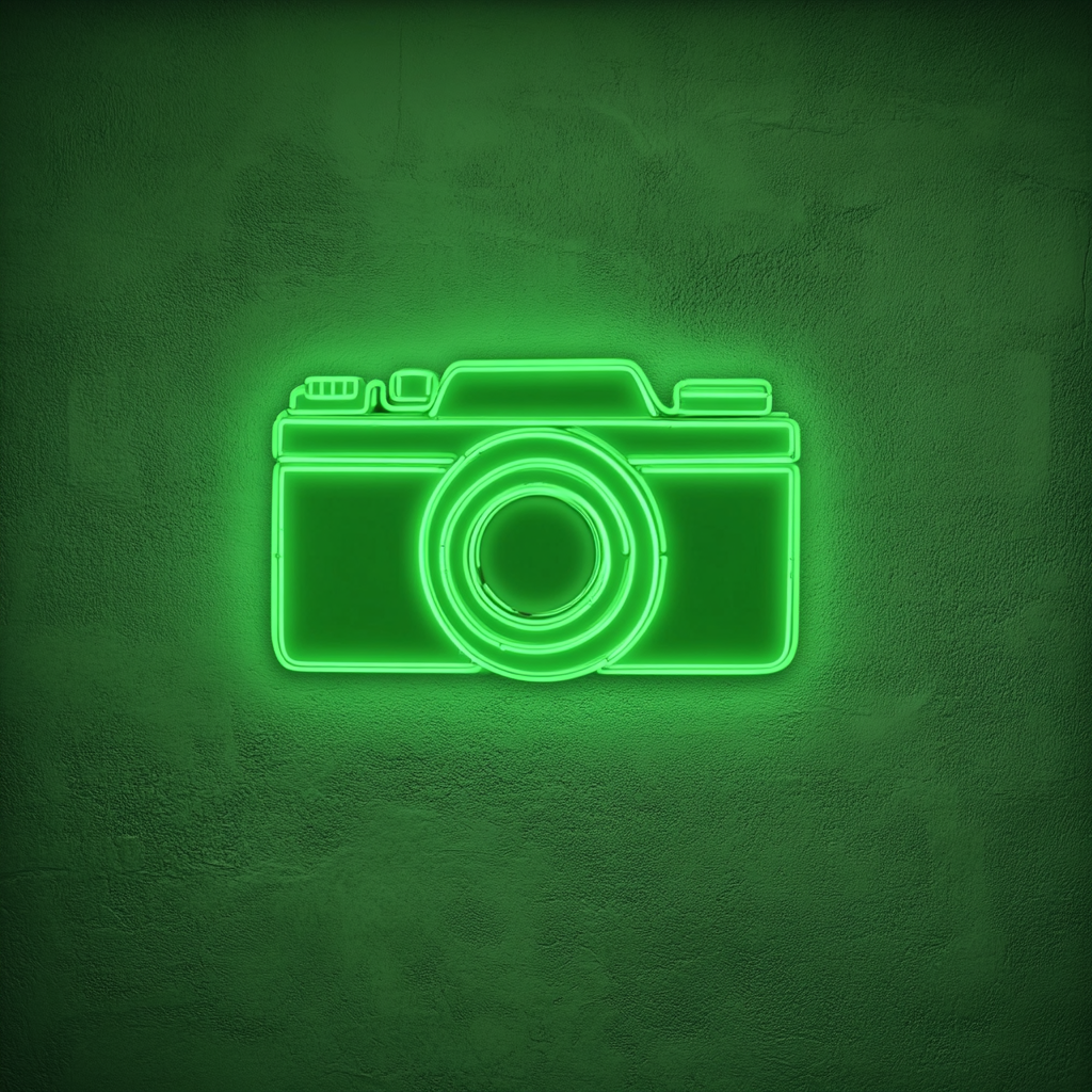 Camera - Green Neon Sign, 18 Inches